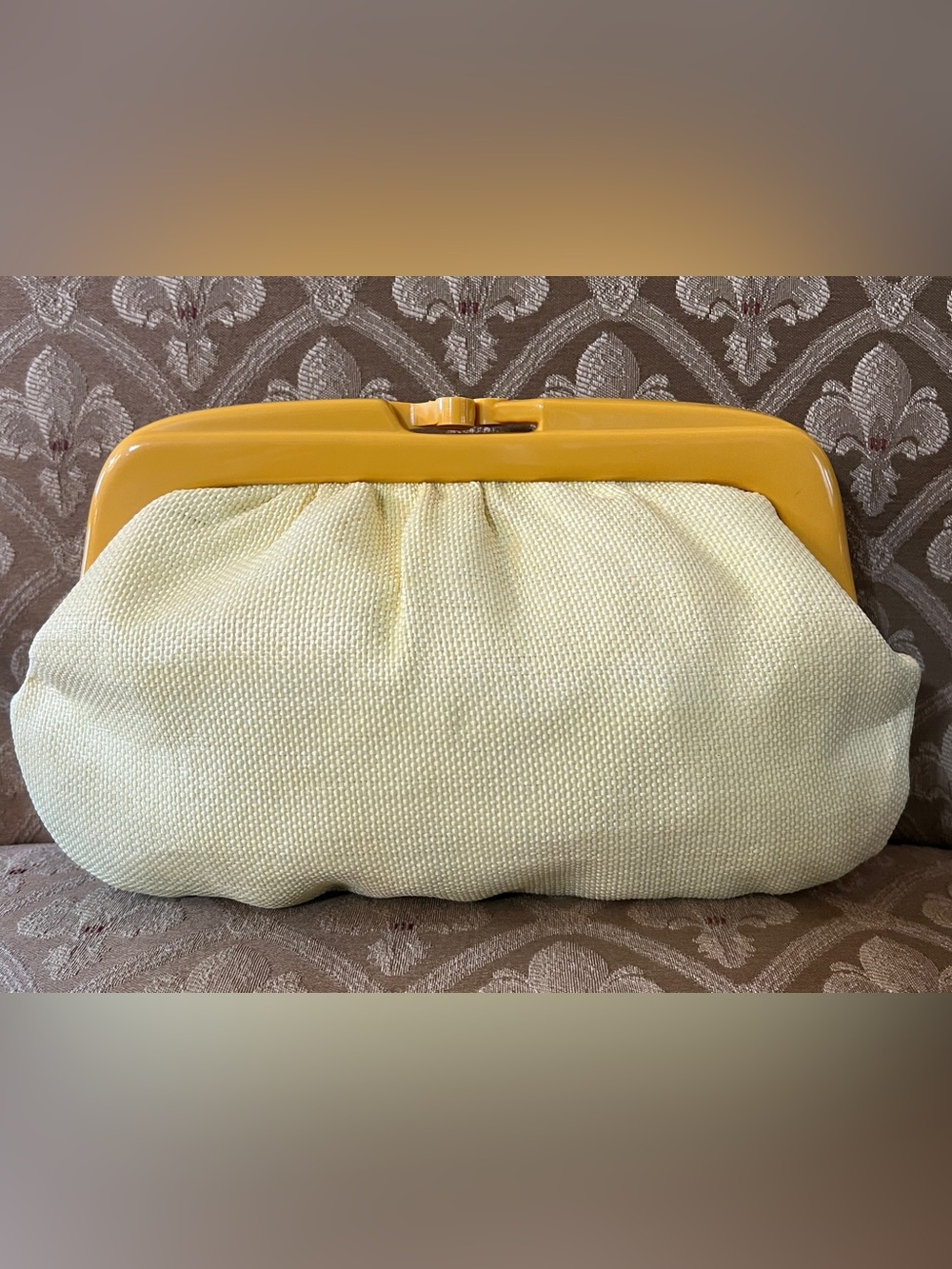 Vintage Made in Italy Yellow Accent Women's Clutch Bag